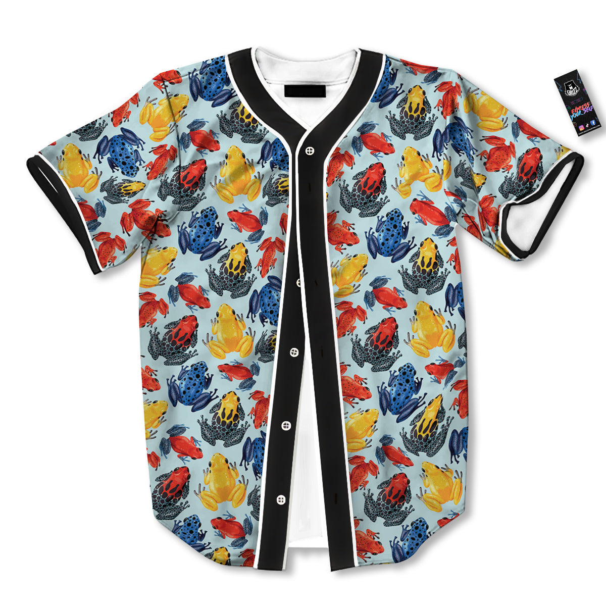 Frog Colorful Print Pattern Baseball Jersey-grizzshop