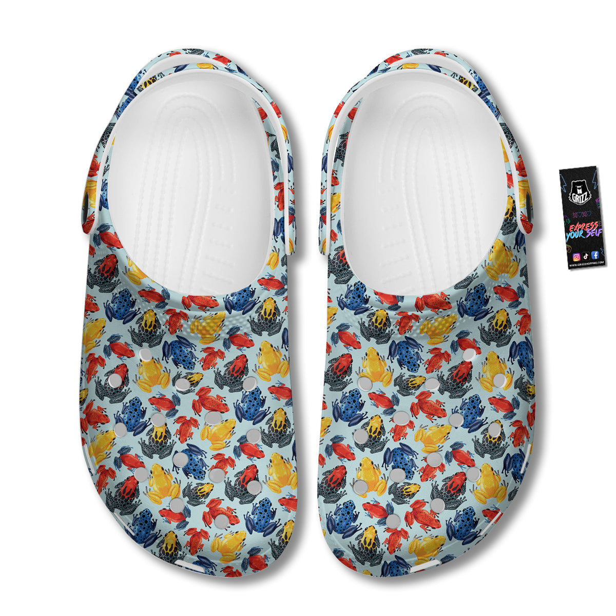 Frog Colorful Print Pattern Clog-grizzshop
