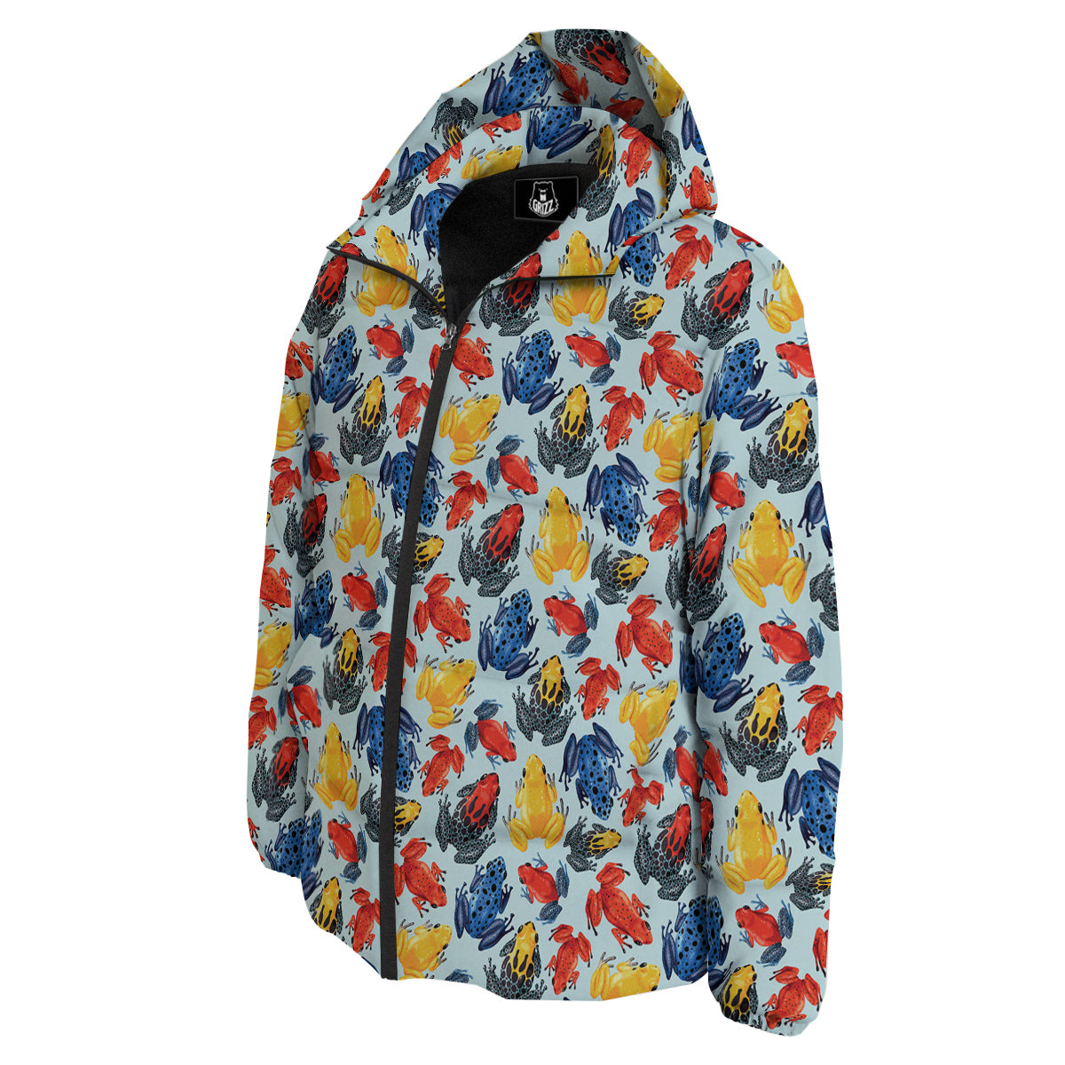 Frog Colorful Print Pattern Down Jacket-grizzshop