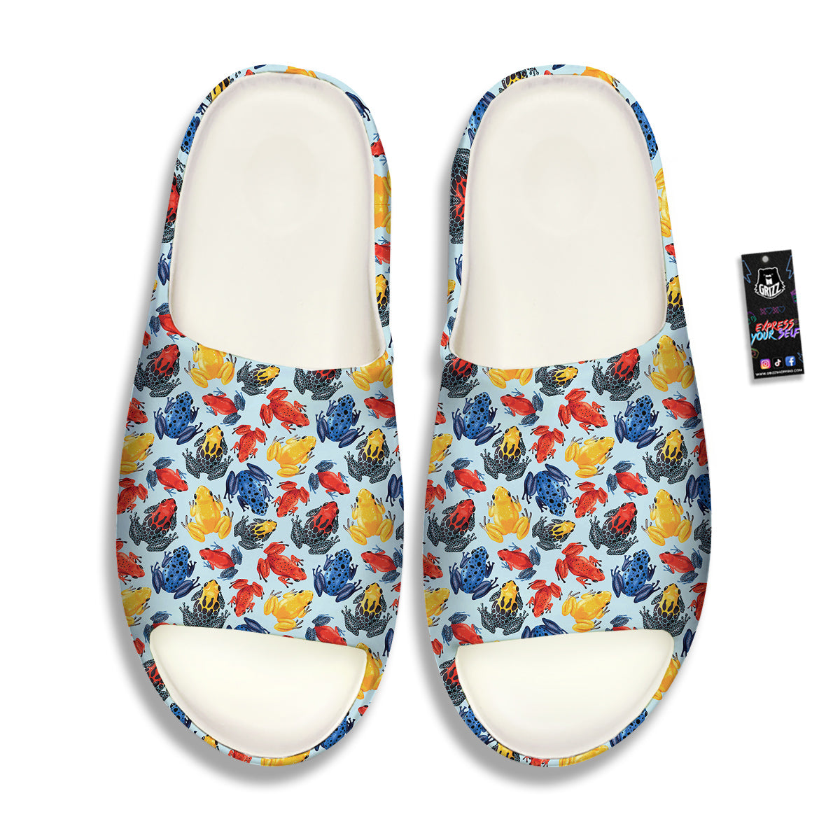 Frog Colorful Print Pattern Sandals-grizzshop