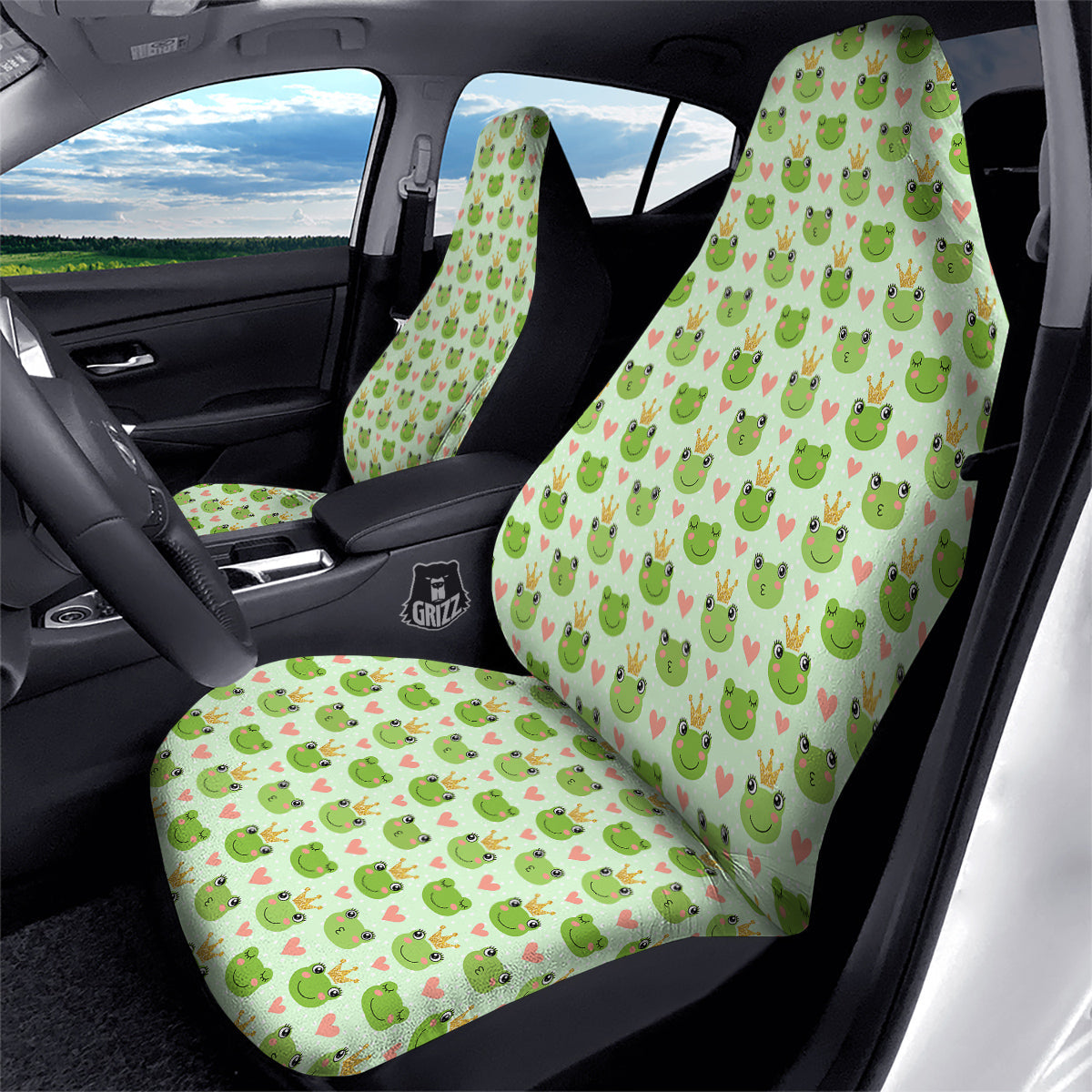 Frog Cute Print Pattern Car Seat Covers-grizzshop