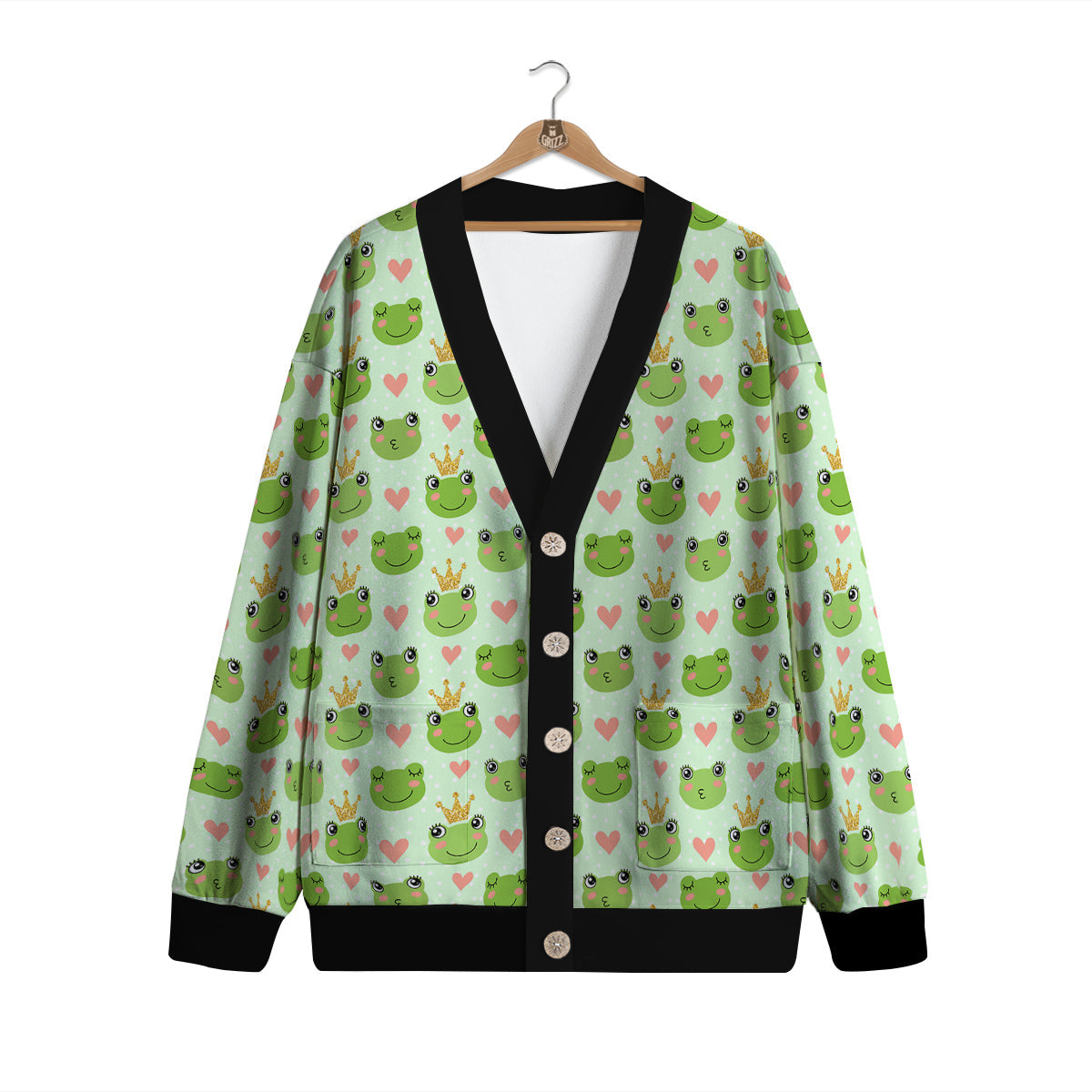 Frog Cute Print Pattern Cardigan-grizzshop