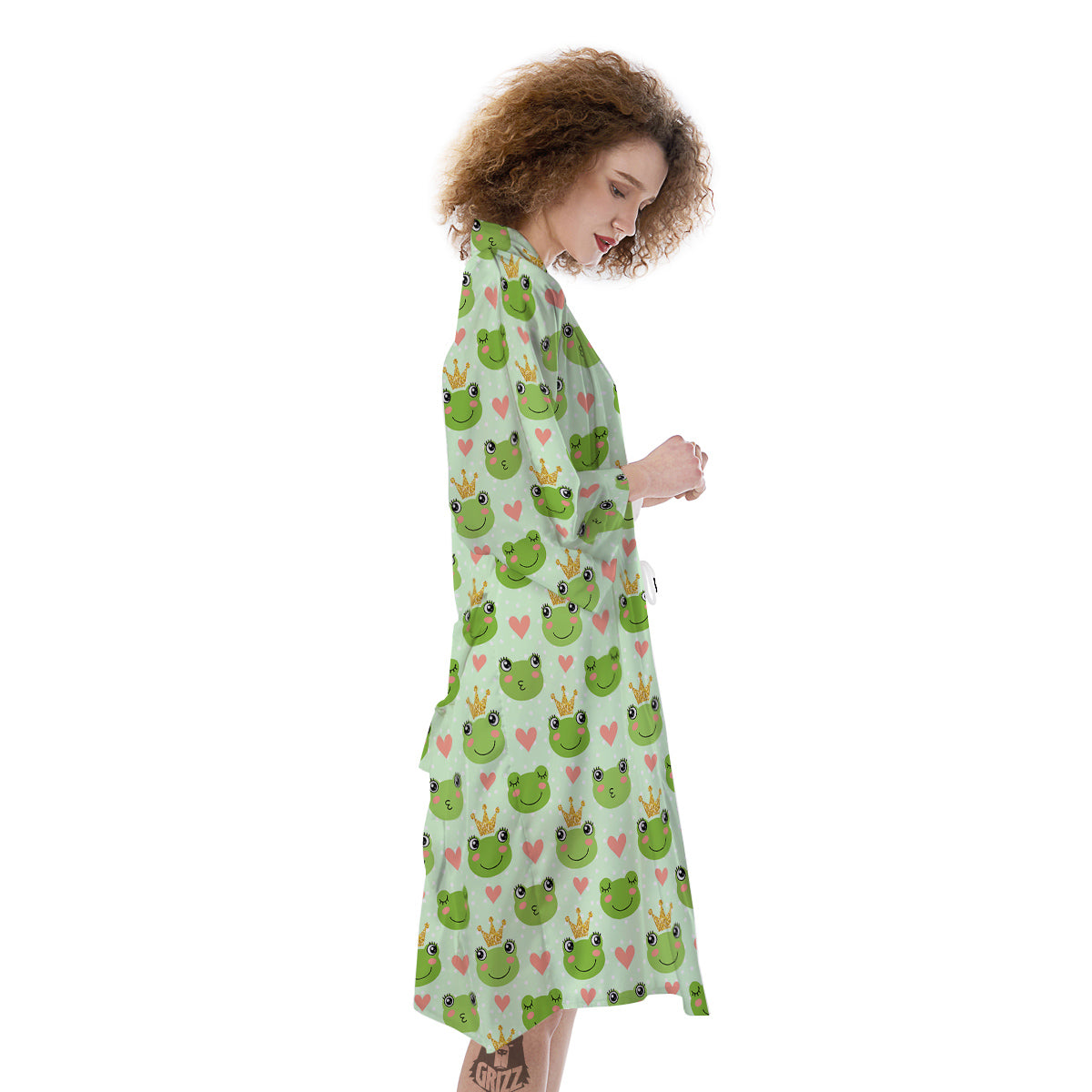 Frog Cute Print Pattern Kimono-grizzshop