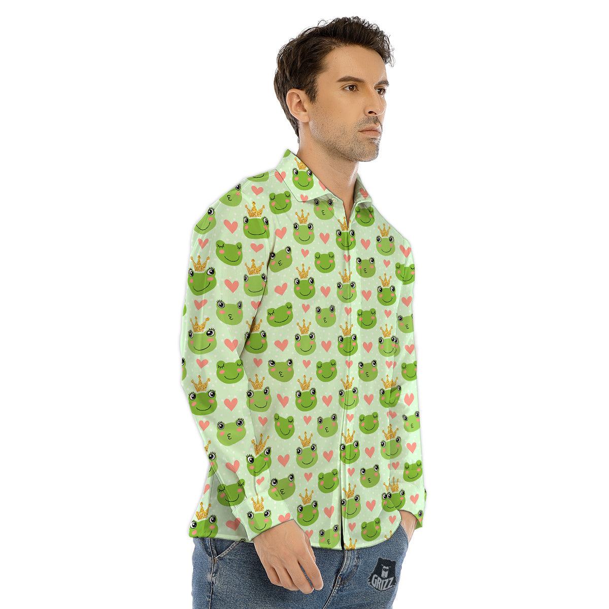 Frog Cute Print Pattern Men's Dress Shirts-grizzshop