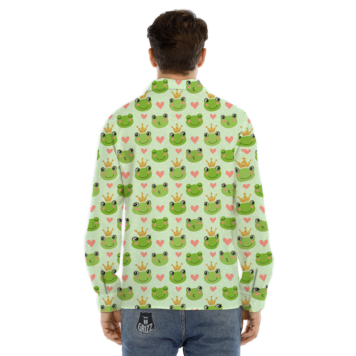Frog Cute Print Pattern Men's Dress Shirts-grizzshop