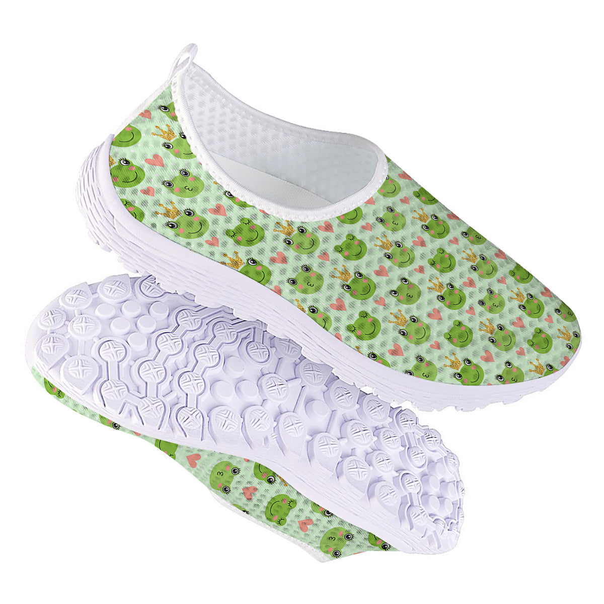 Frog Cute Print Pattern Nurse Shoes-grizzshop