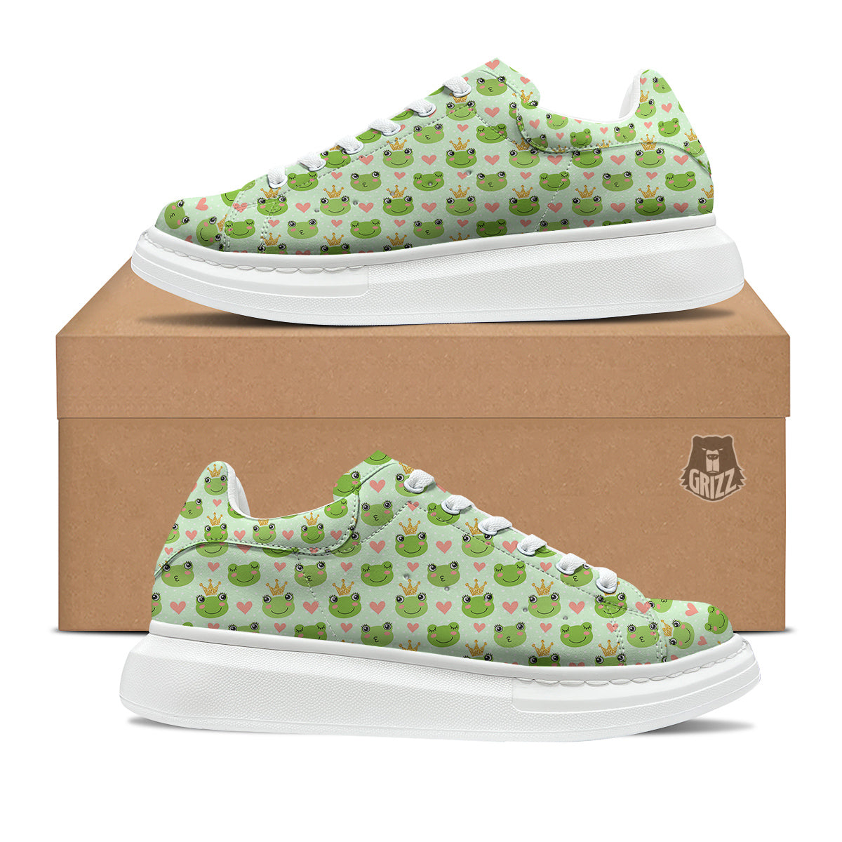Frog Cute Print Pattern Platform Shoes-grizzshop