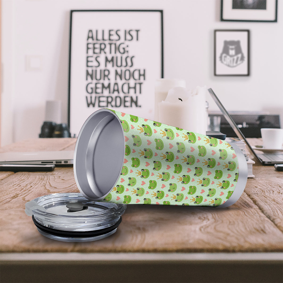 Frog Cute Print Pattern Tumbler-grizzshop