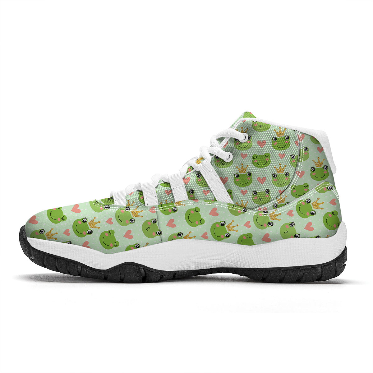 Frog Cute Print Pattern White Bball Shoes-grizzshop