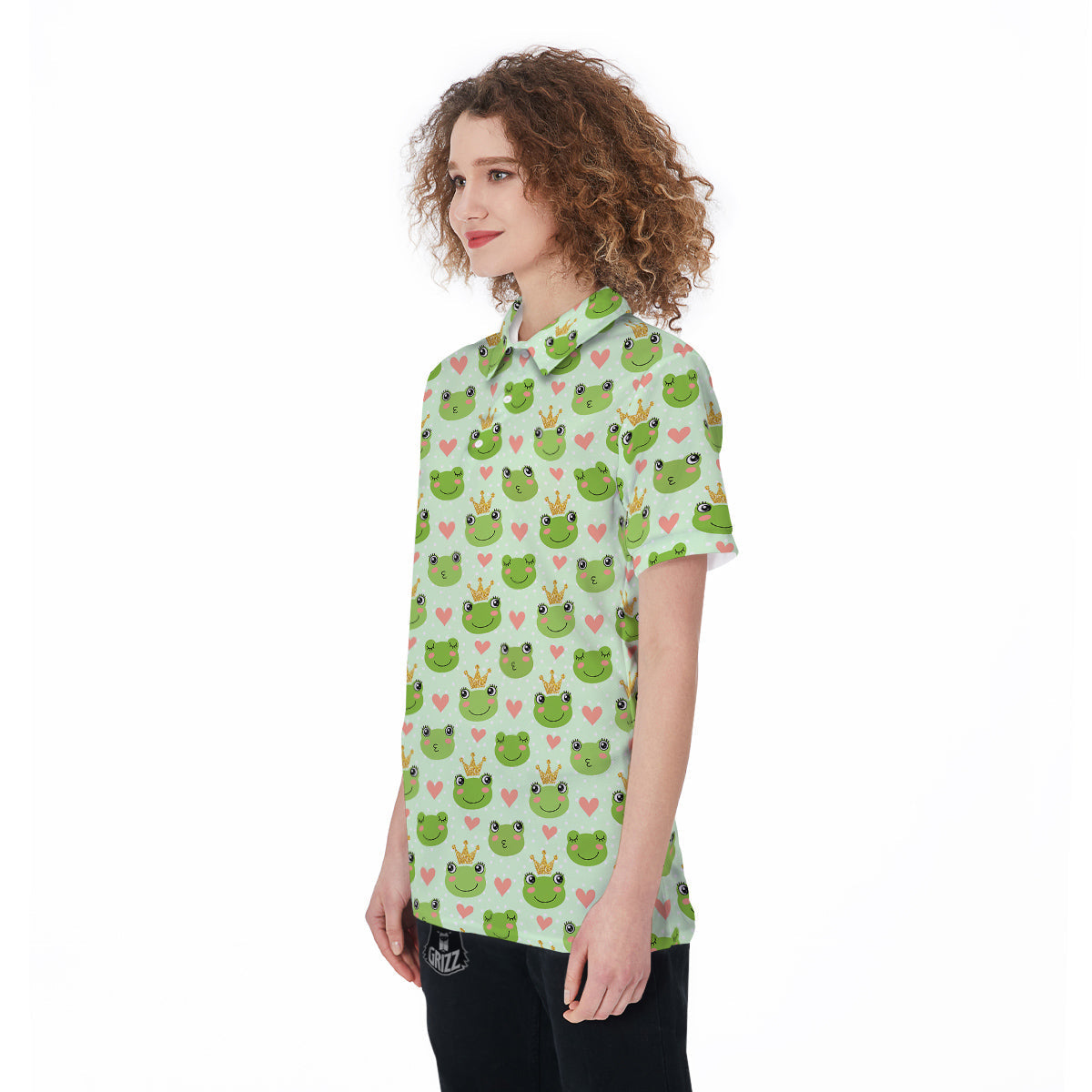 Frog Cute Print Pattern Women's Golf Shirts-grizzshop