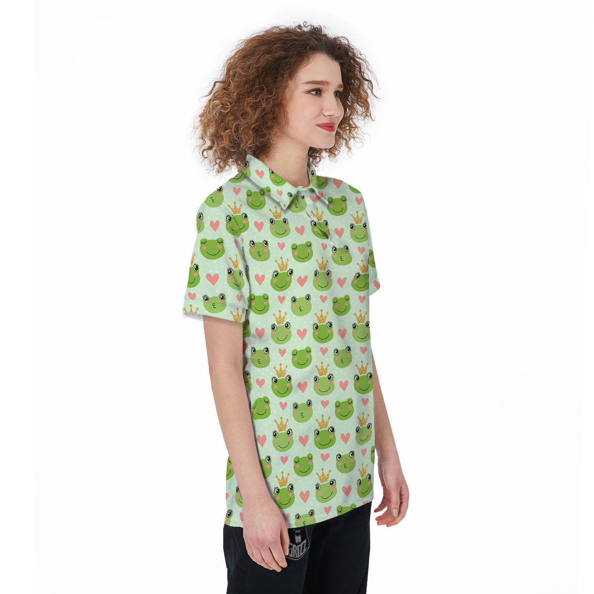 Frog Cute Print Pattern Women's Golf Shirts-grizzshop