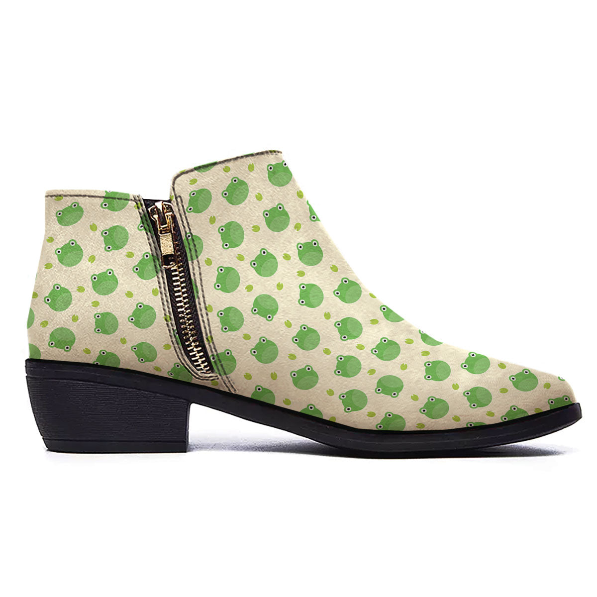 Frog Faces Print Pattern Ankle Boots-grizzshop
