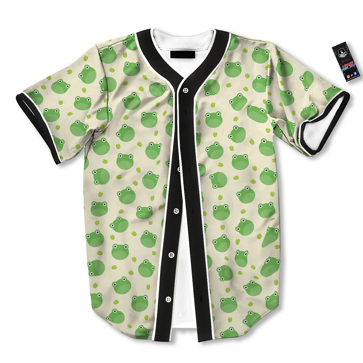 Frog Faces Print Pattern Baseball Jersey-grizzshop