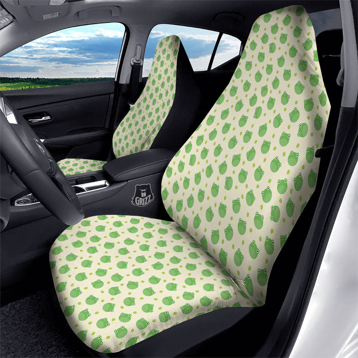 Frog Faces Print Pattern Car Seat Covers-grizzshop