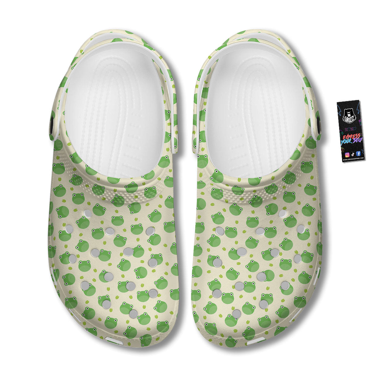 Frog Faces Print Pattern Clog-grizzshop