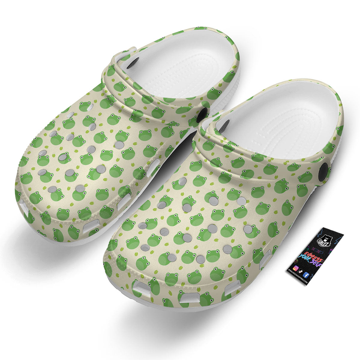Frog Faces Print Pattern Clog-grizzshop