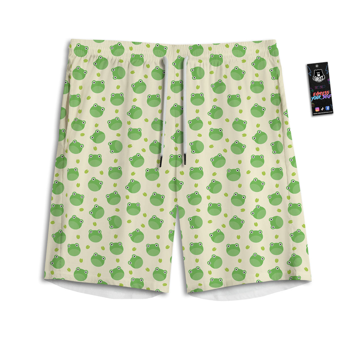 Frog Faces Print Pattern Men's Athletic Shorts-grizzshop