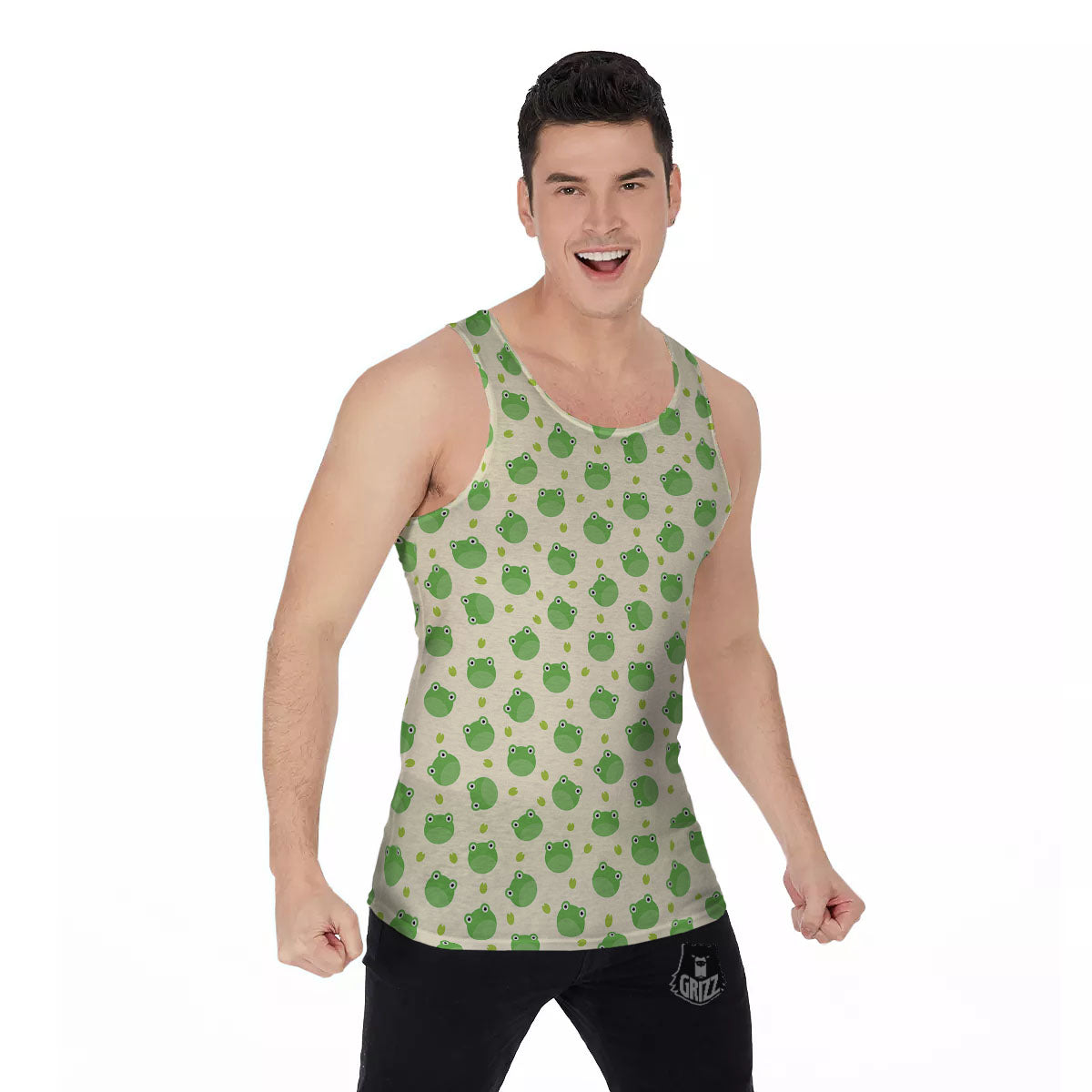 Frog Faces Print Pattern Men's Tank Top-grizzshop
