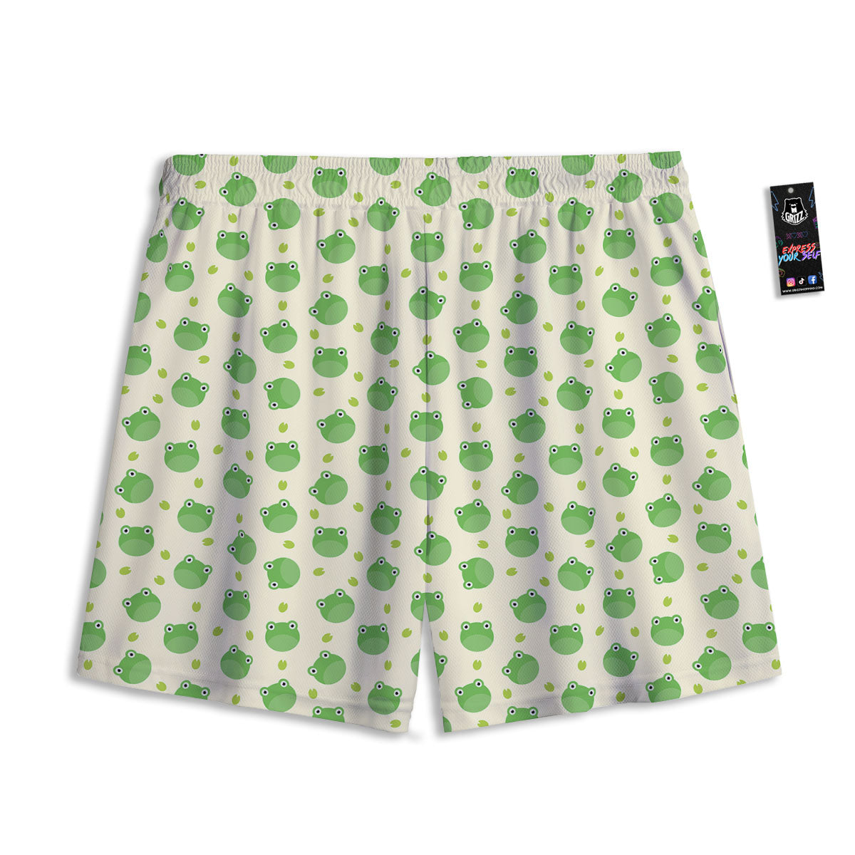 Frog Faces Print Pattern Mesh Shorts-grizzshop