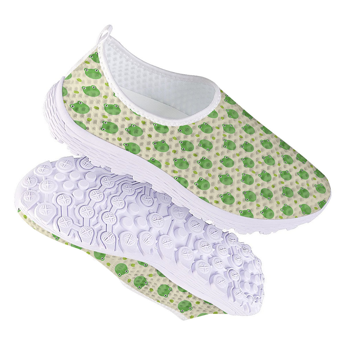 Frog Faces Print Pattern Nurse Shoes-grizzshop
