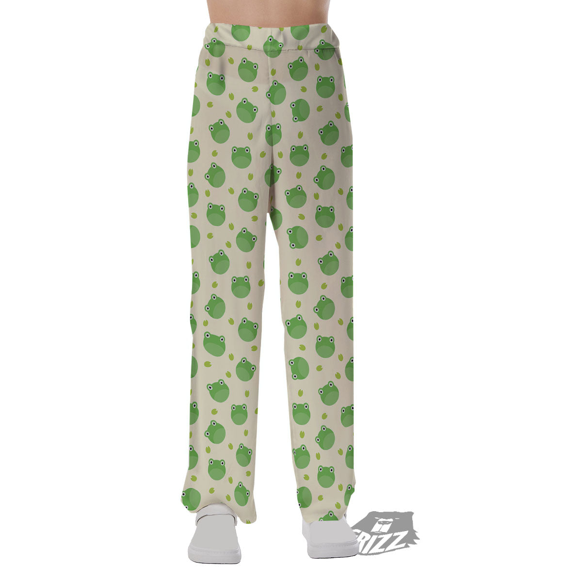 Frog Faces Print Pattern Pajama Pants-grizzshop