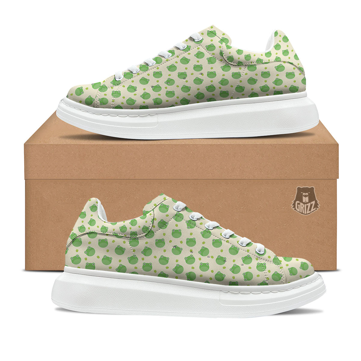 Frog Faces Print Pattern Platform Shoes-grizzshop