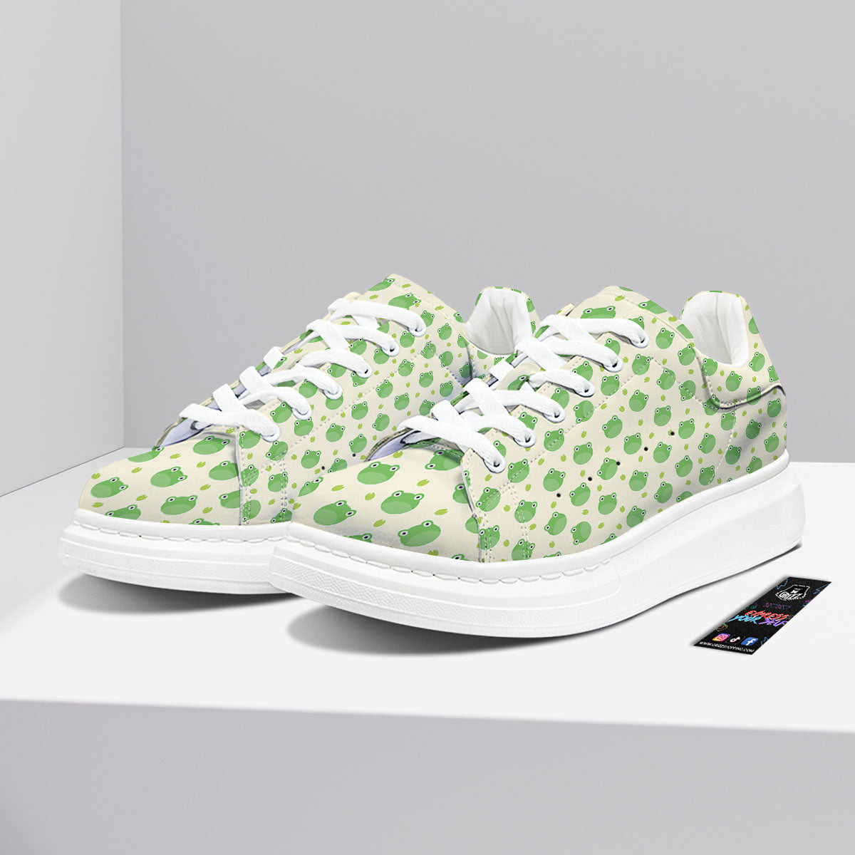 Frog Faces Print Pattern Platform Shoes-grizzshop