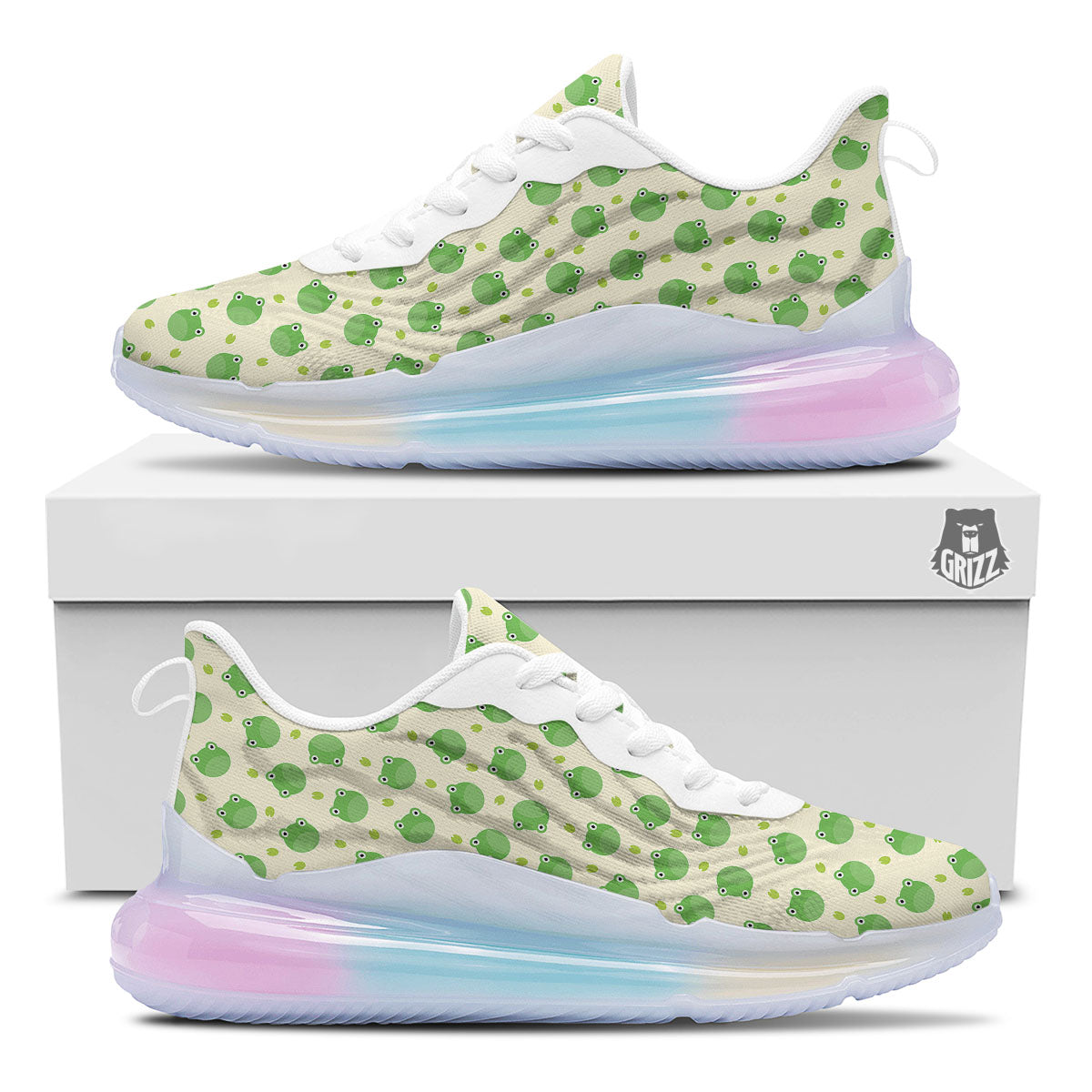 Frog Faces Print Pattern Running Sneakers-grizzshop