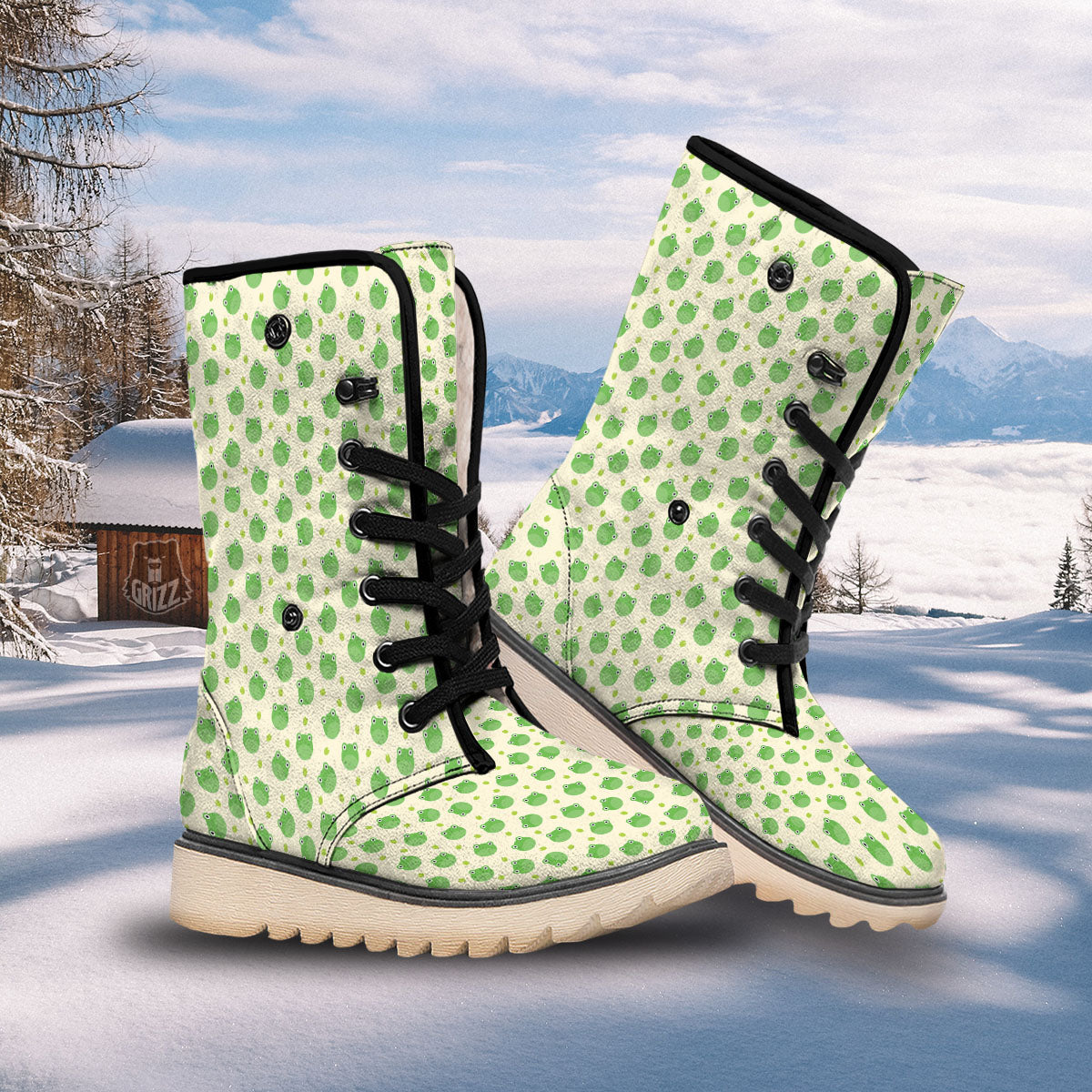 Frog Faces Print Pattern Snow Boots-grizzshop