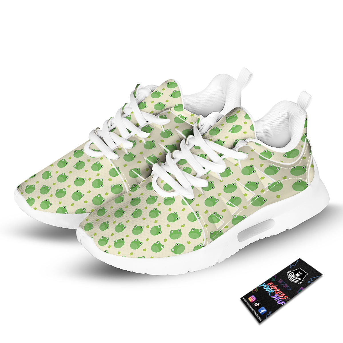 Frog Faces Print Pattern Tennis Shoes-grizzshop