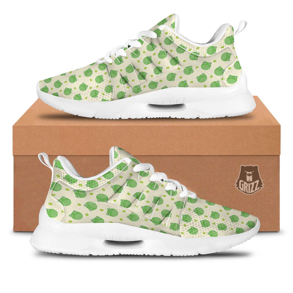 Frog Faces Print Pattern Tennis Shoes-grizzshop