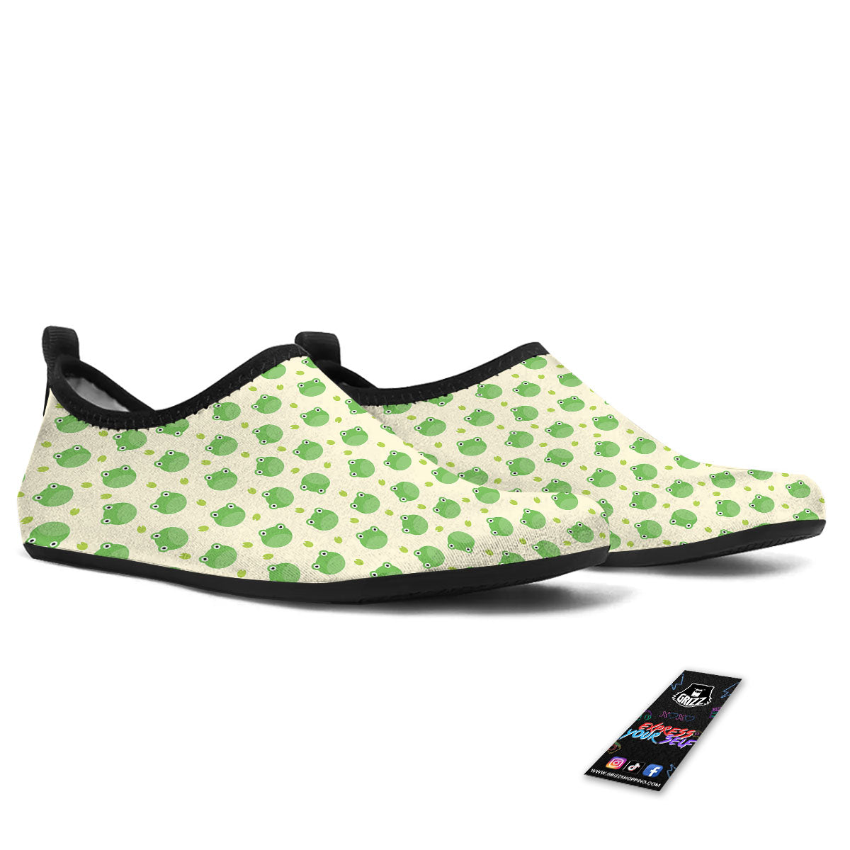 Frog Faces Print Pattern Water Shoes-grizzshop