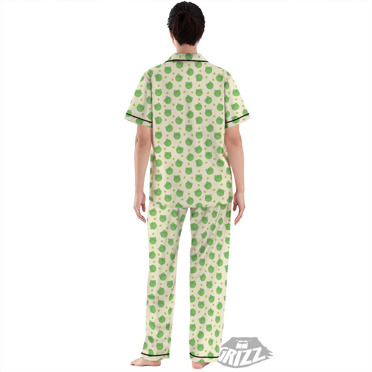 Frog Faces Print Pattern Women's Pajamas Set-grizzshop