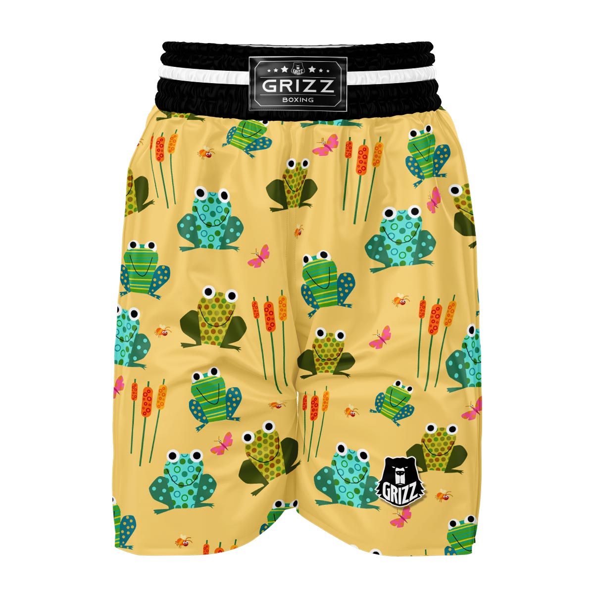 Frog Pattern Print Boxing Shorts-grizzshop