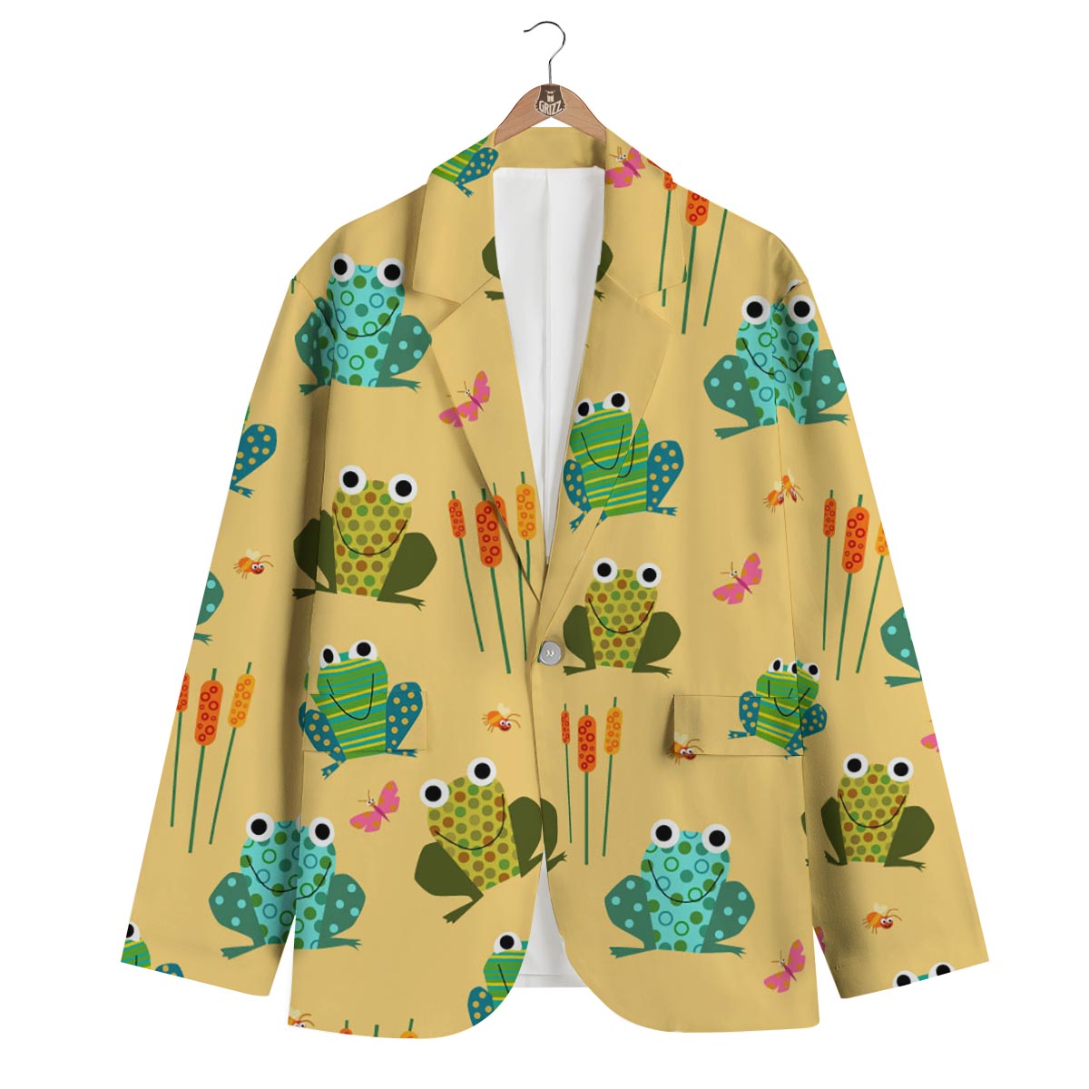 Frog Pattern Print Men's Blazer-grizzshop