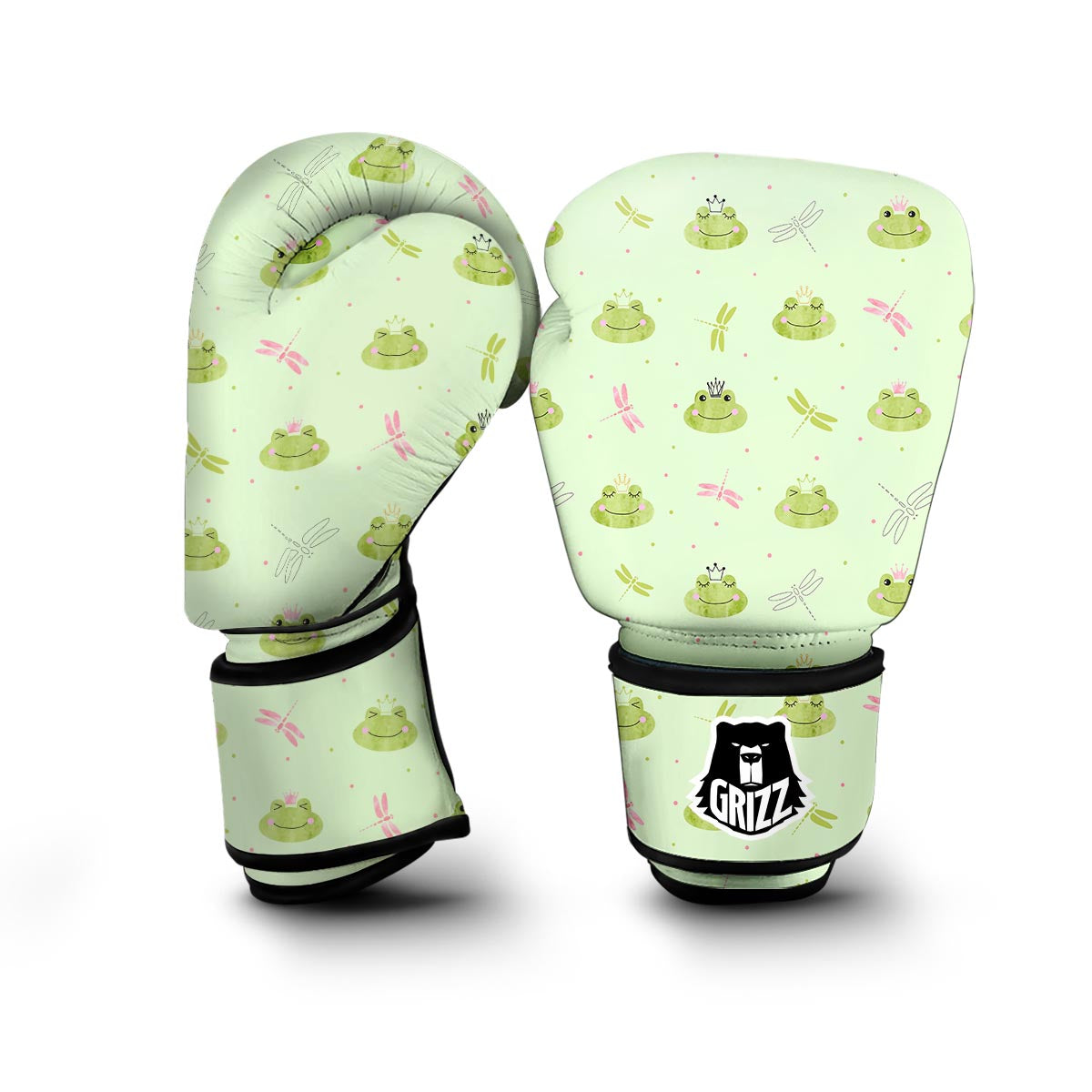 Frog Prince Crown Pattern Print Boxing Gloves-grizzshop