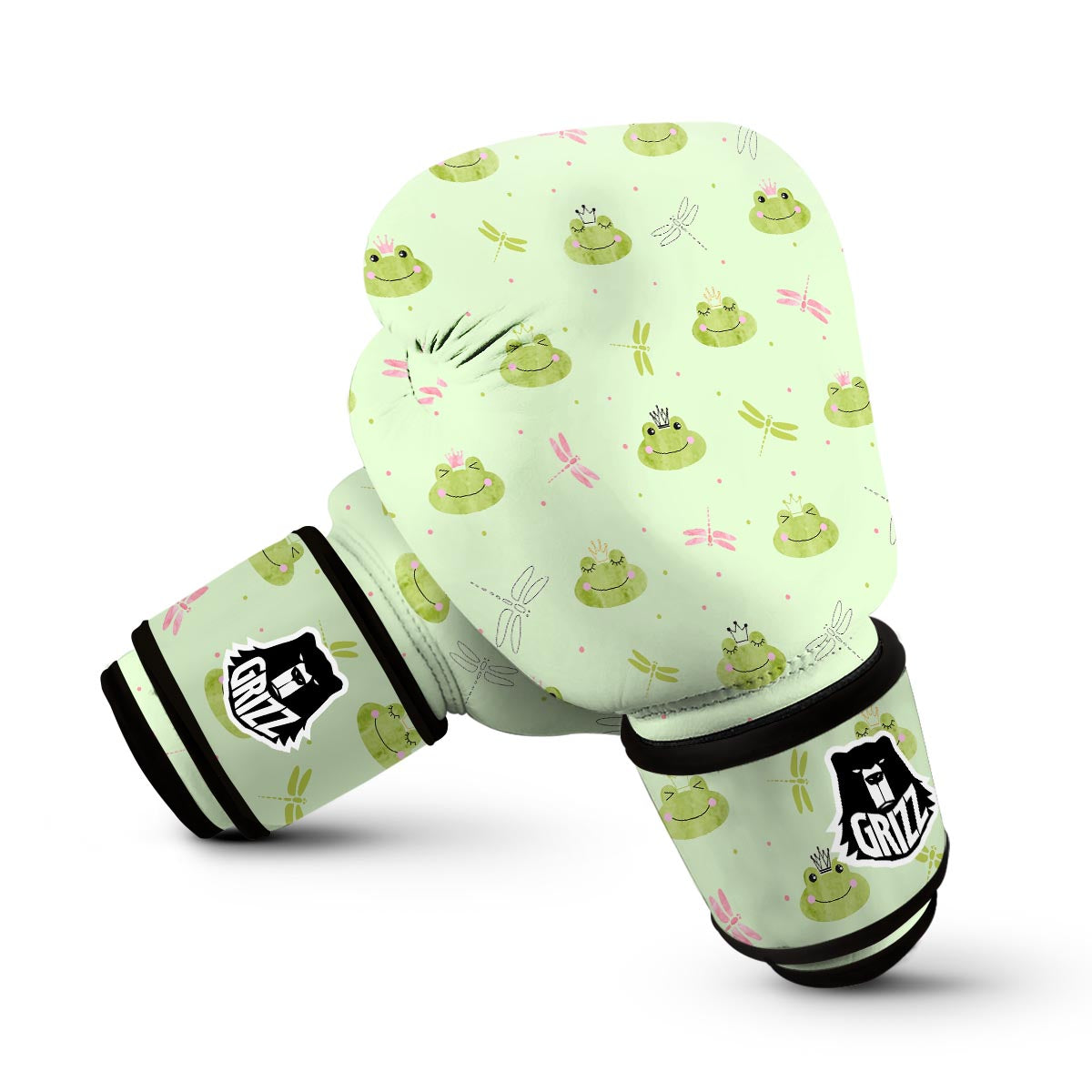Frog Prince Crown Pattern Print Boxing Gloves-grizzshop