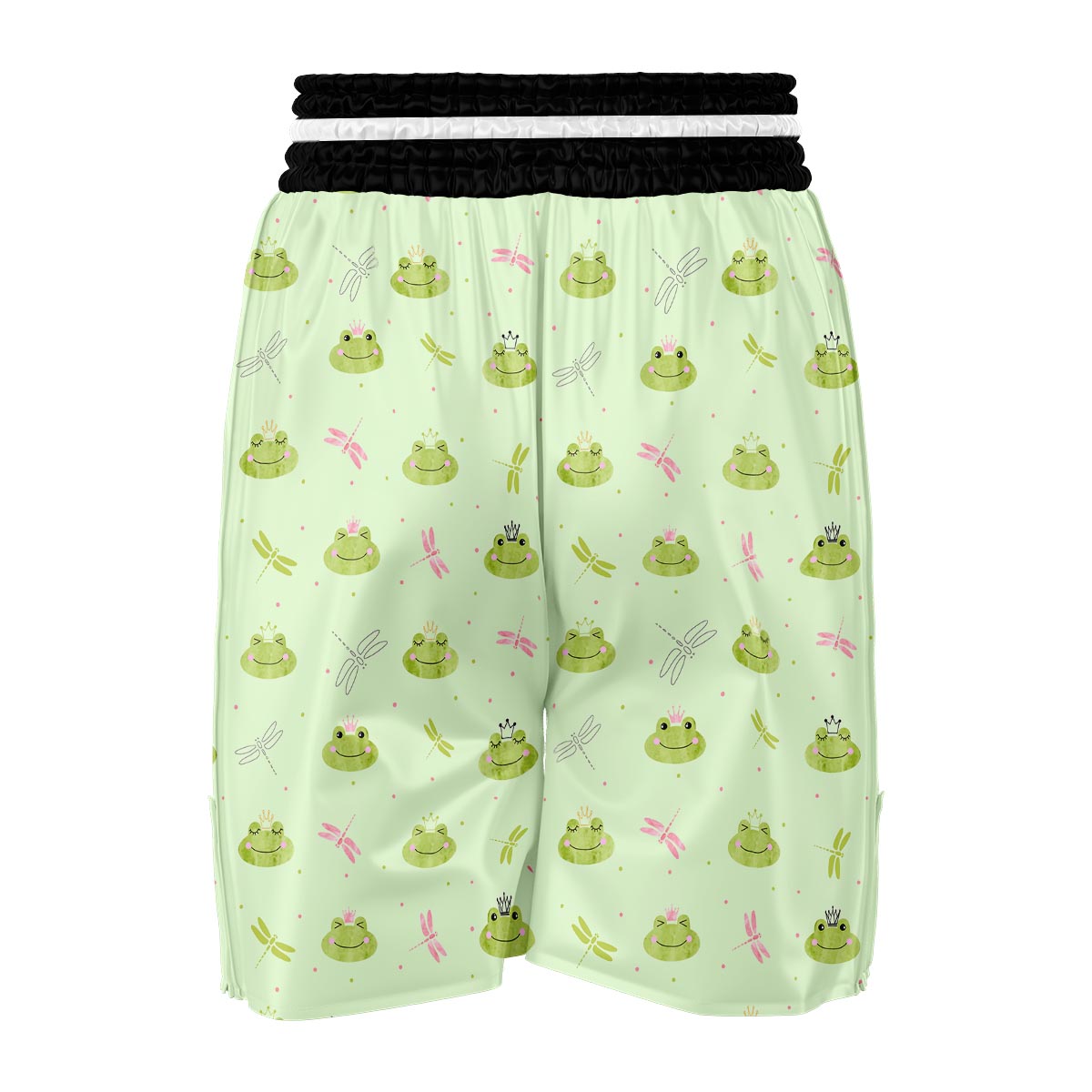 Frog Prince Crown Pattern Print Boxing Shorts-grizzshop
