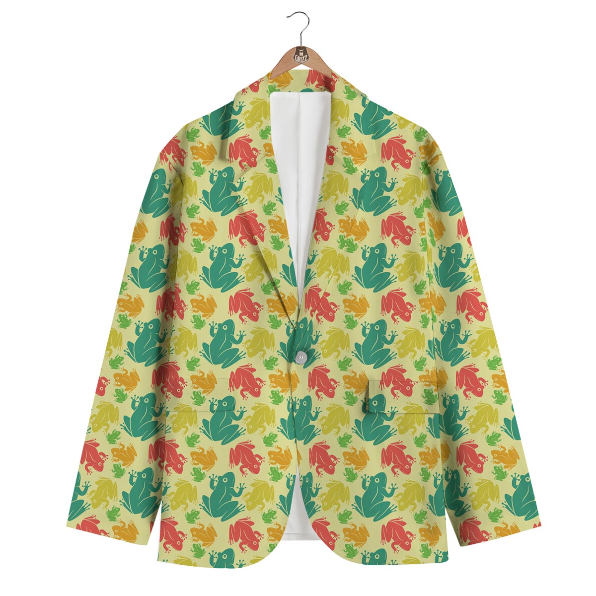 Frog Print Pattern Men's Blazer-grizzshop