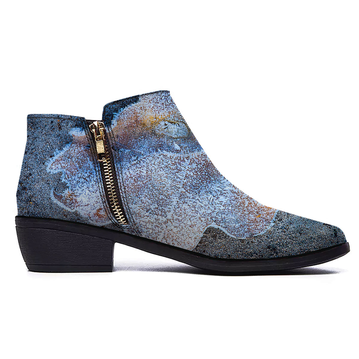 Frozen Leaf Oak Print Ankle Boots-grizzshop