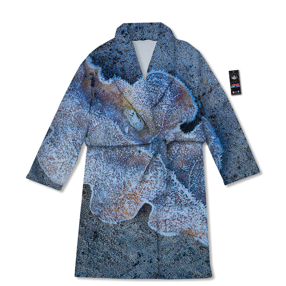 Frozen Leaf Oak Print Bathrobe-grizzshop