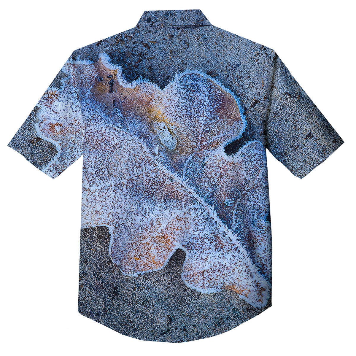 Frozen Leaf Oak Print Button Up Shirt-grizzshop