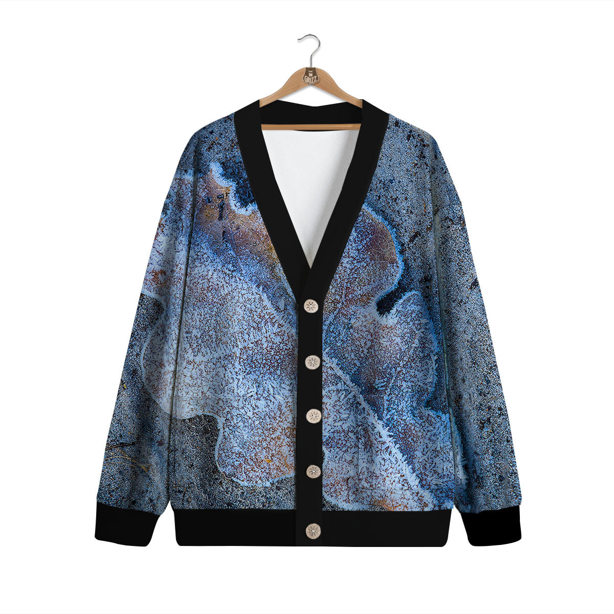 Frozen Leaf Oak Print Cardigan-grizzshop