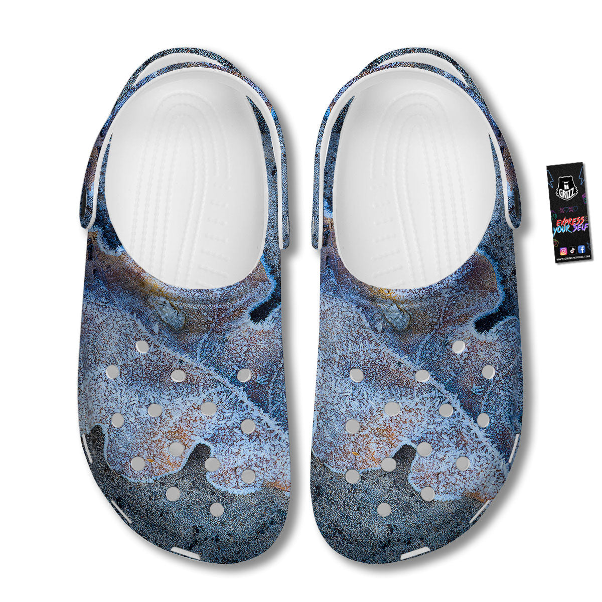 Frozen Leaf Oak Print Clog-grizzshop