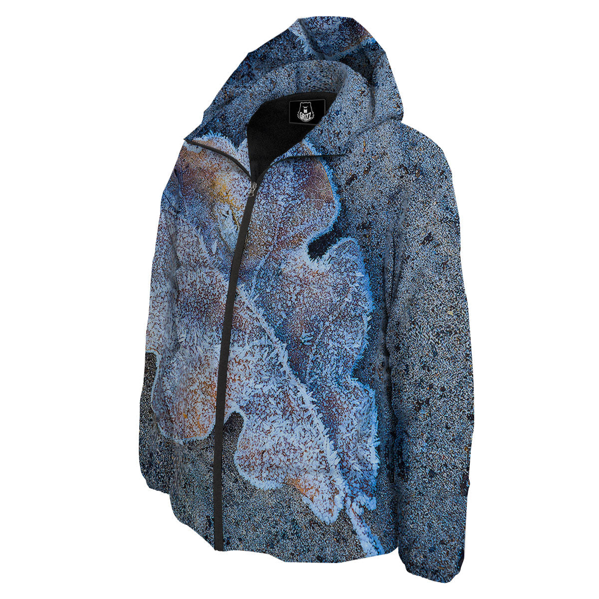 Frozen Leaf Oak Print Down Jacket-grizzshop