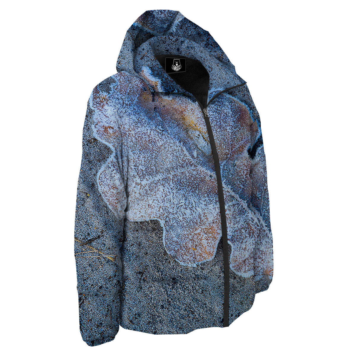 Frozen Leaf Oak Print Down Jacket-grizzshop