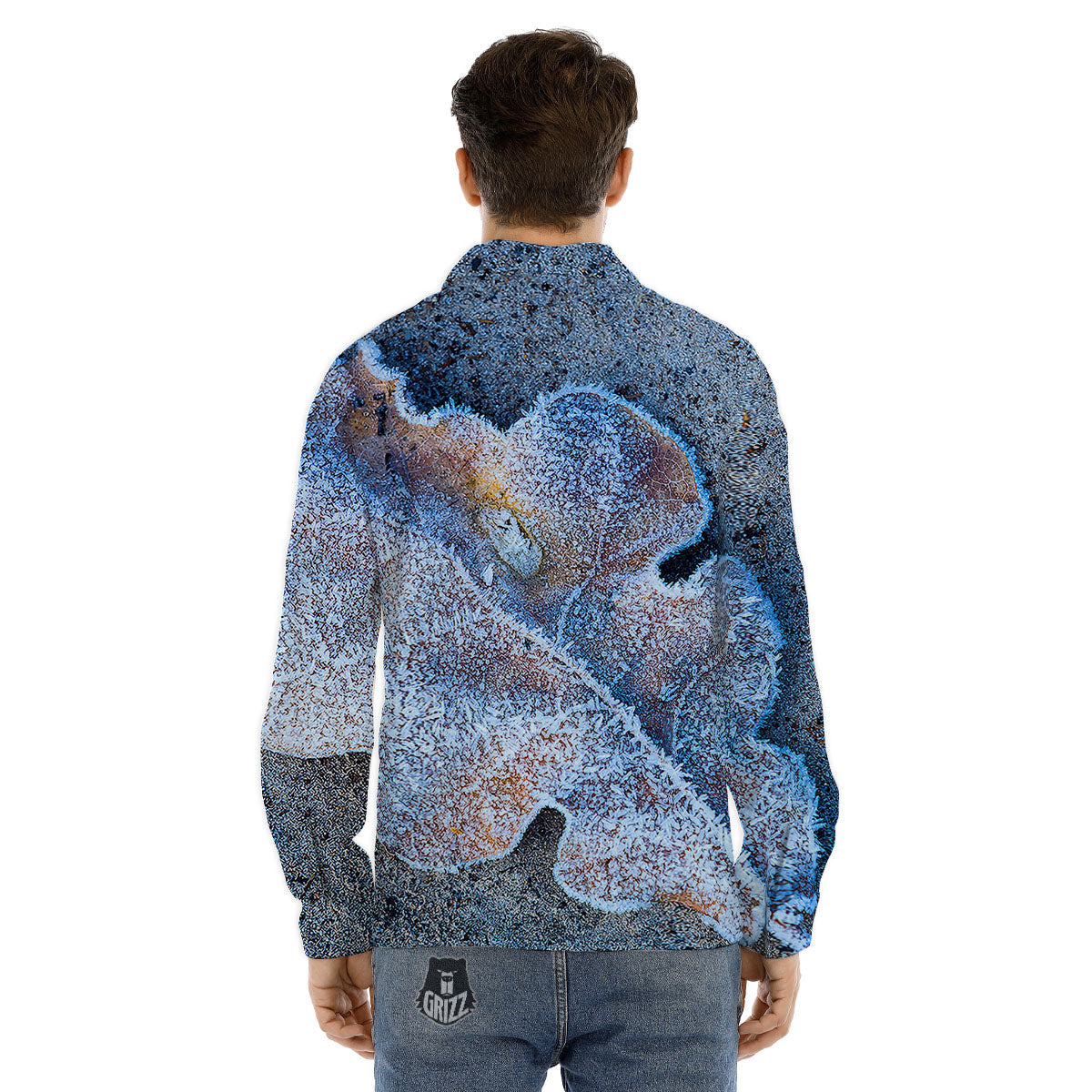 Frozen Leaf Oak Print Men's Dress Shirts-grizzshop