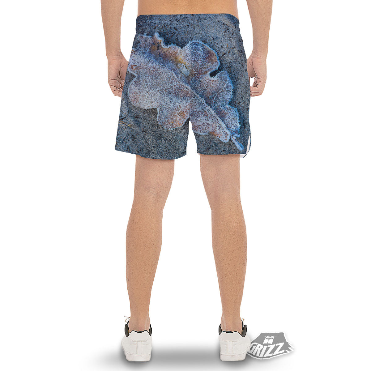 Frozen Leaf Oak Print Men's Gym Shorts-grizzshop