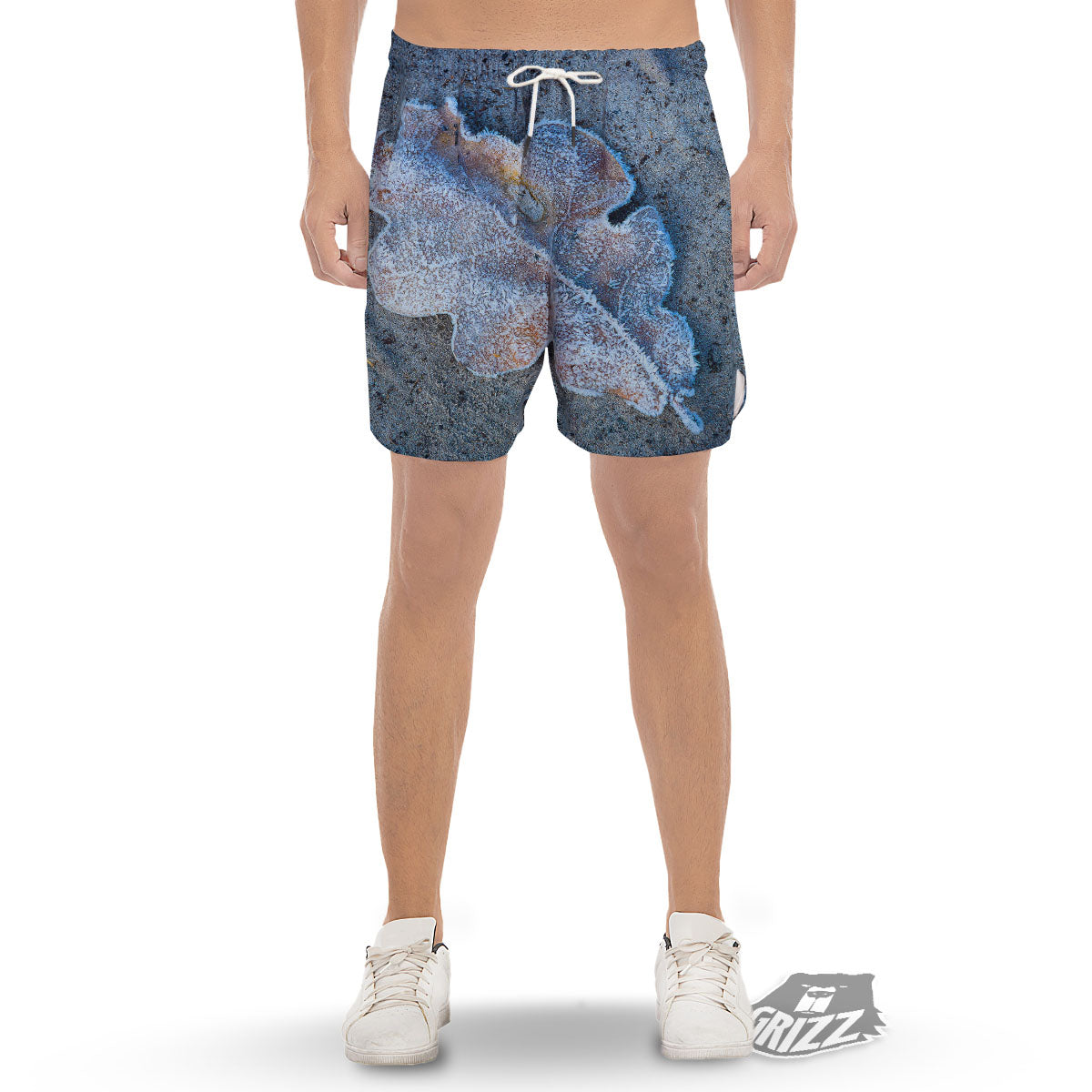 Frozen Leaf Oak Print Men's Gym Shorts-grizzshop
