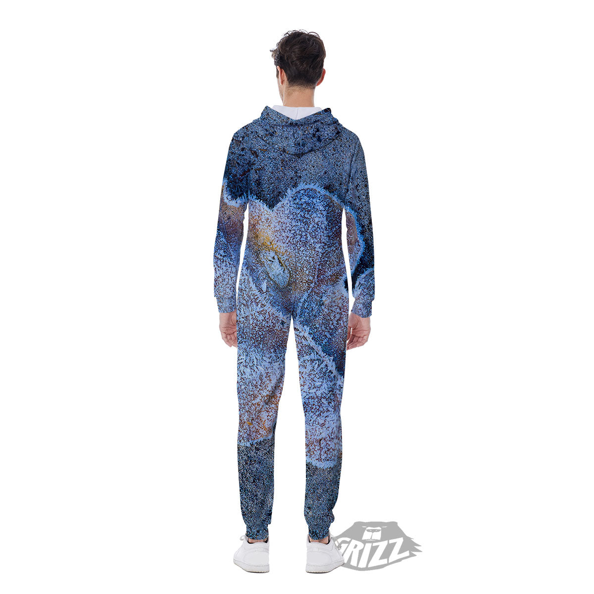 Frozen Leaf Oak Print Men's Jumpsuit-grizzshop